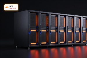 Cloudflare AI Strategy visualized with glowing edge servers and AI hardware amid market pressure