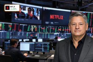 Wall screens with Netflix interface and traders tracking stock data, highlighting latest Netflix Forecast rally buzz