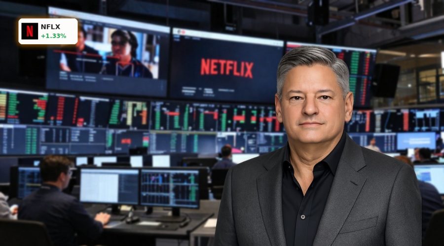 Wall screens with Netflix interface and traders tracking stock data, highlighting latest Netflix Forecast rally buzz
