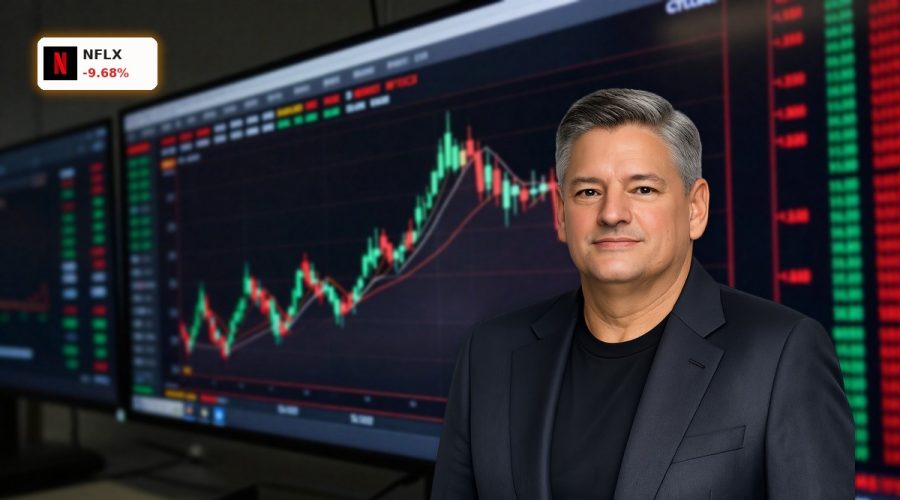 Netflix Earnings chart with sharp post-report stock drop on weak outlook