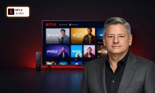 Netflix Advertising concept with streaming remote and TV interface on a dark premium background