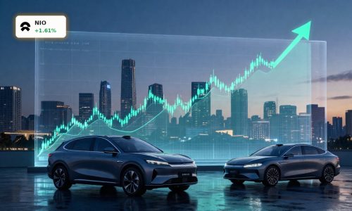 Surging stock chart and electric vehicles symbolizing NIO Earnings rally and delivery growth