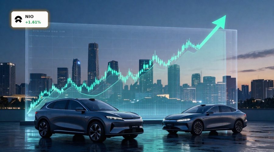 Surging stock chart and electric vehicles symbolizing NIO Earnings rally and delivery growth