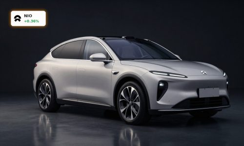 NIO Earnings highlighted by a premium NIO electric SUV in dramatic studio lighting