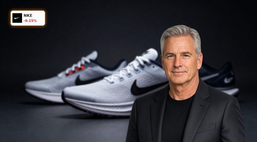 Premium Nike sneaker with dark backdrop symbolizing Nike Forecast turnaround hopes