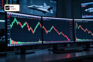 Northrop Grumman Earnings reaction shown as a sharp stock drop on a trading screen.