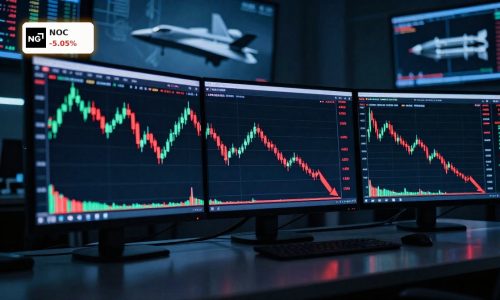 Northrop Grumman Earnings reaction shown as a sharp stock drop on a trading screen.