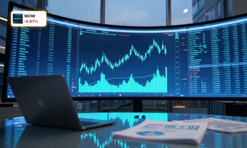 ServiceNow Financing visualized by a dramatic trading floor scene with glowing charts and liquidity-focused market activity.