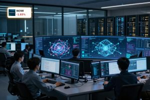 ServiceNow AI Partnership with DXC visualized as enterprise AI operations center and data infrastructure