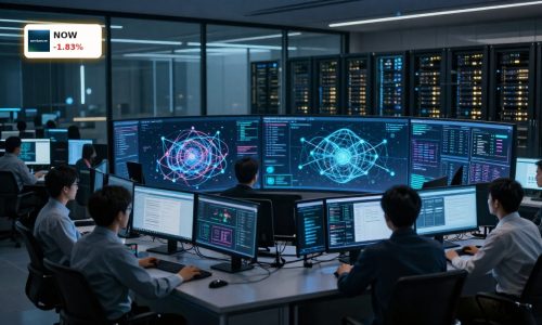 ServiceNow AI Partnership with DXC visualized as enterprise AI operations center and data infrastructure