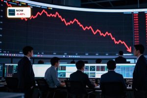 ServiceNow AI Strategy faces scrutiny as traders watch a sharp NOW stock sell-off on a tense digital trading floor.