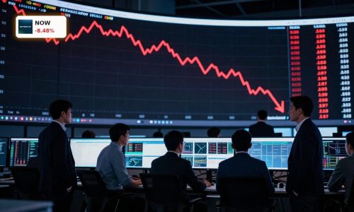 ServiceNow AI Strategy faces scrutiny as traders watch a sharp NOW stock sell-off on a tense digital trading floor.