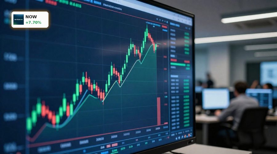 ServiceNow Forecast visualized by a volatile stock chart rebound after analyst target cuts