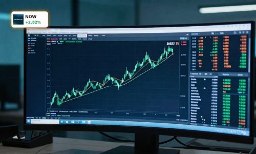 ServiceNow Earnings reaction with stock up 2.8% and traders watching backlog and AI growth trends.