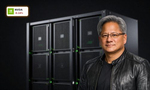 High-end data center rack showcasing NVIDIA AI Infrastructure hardware
