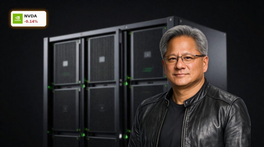 High-end data center rack showcasing NVIDIA AI Infrastructure hardware