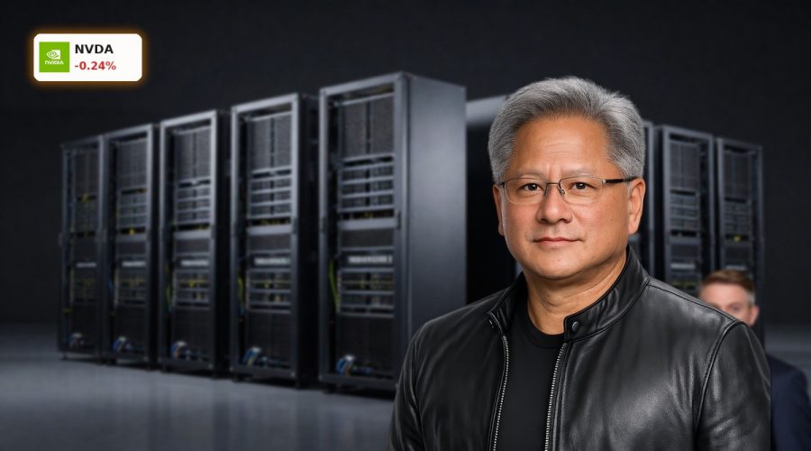 NVIDIA AI Strategy highlighted by Blackwell and Vera Rubin data center servers in a premium rack-scale setup