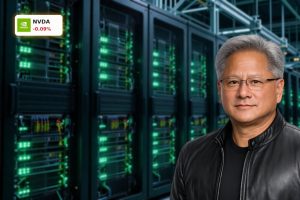 Futuristic AI data center symbolizing NVIDIA AI Strategy and trillion-dollar GPU growth