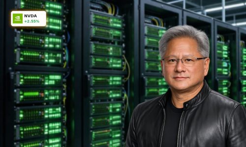 High-end GPU data center illustrating NVIDIA AI Strategy infrastructure and growth.
