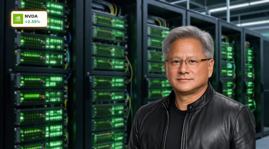 High-end GPU data center illustrating NVIDIA AI Strategy infrastructure and growth.