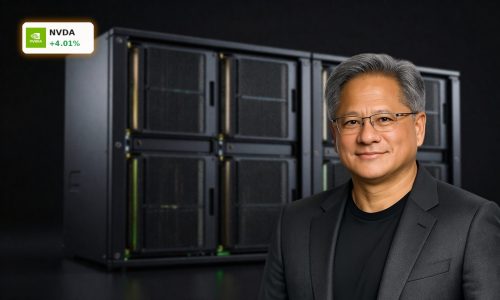 High-end NVIDIA data center GPUs symbolizing NVIDIA Record valuation and AI boom