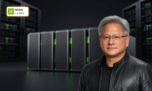 High-end NVIDIA data center GPUs symbolizing NVIDIA Record rally in the AI boom
