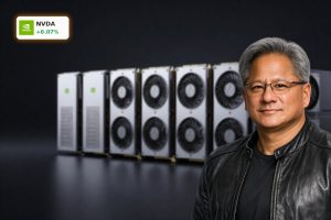 High-end NVIDIA GPUs and networking hardware illustrating NVIDIA AI Strategy and $68B revenue boom