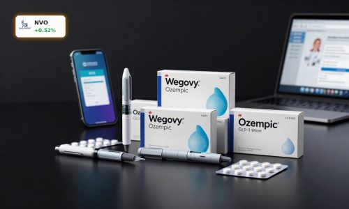 Novo Nordisk Hims partnership GLP-1 drugs Wegovy and Ozempic showcased as premium treatment options