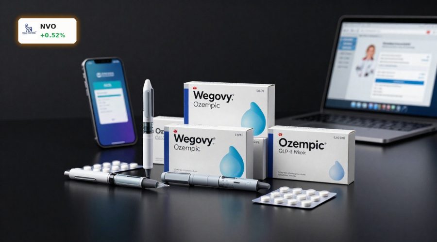 Novo Nordisk Hims partnership GLP-1 drugs Wegovy and Ozempic showcased as premium treatment options