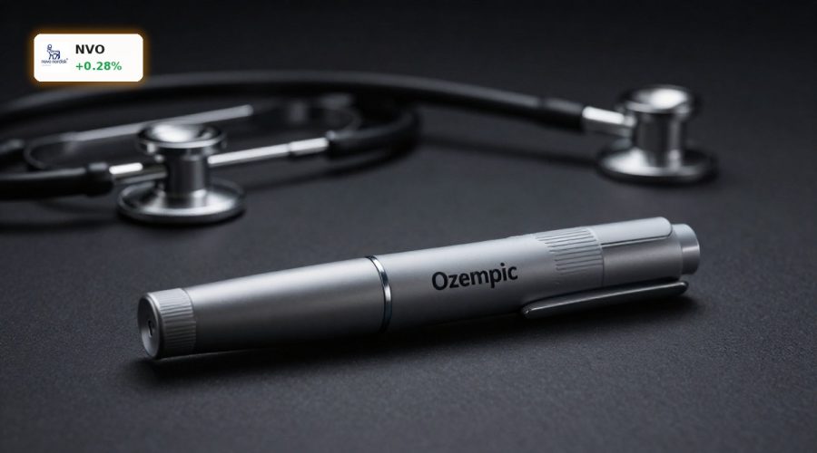 Ozempic pen under dramatic light symbolizing Novo Nordisk FDA warning and GLP-1 safety scrutiny