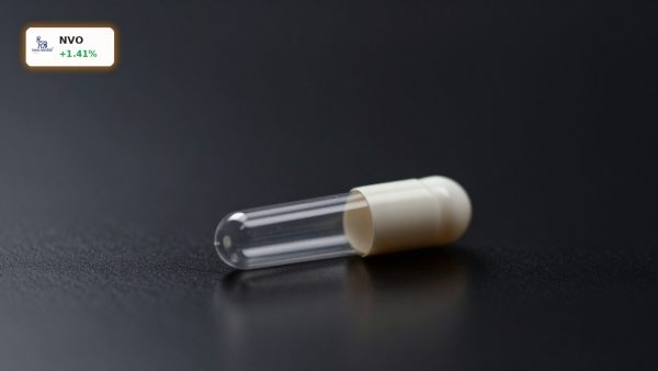 Novo Nordisk Semaglutide Implant biodegradable six-month obesity treatment device on dark background