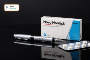 Novo Nordisk Wegovy Strategy products Wegovy pen and pill highlighted against dark background