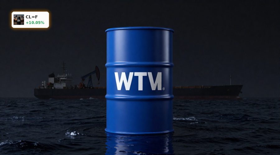 WTI Oil Iran Conflict concept with crude barrel and tankers in tense Middle East seascape