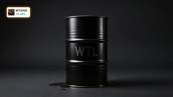 WTI Crude Iran Conflict oil barrel in dark studio, symbolizing rising crude prices and inflation risk