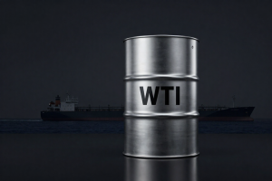 WTI Oelpreis surge symbolized by premium oil barrel and tanker near Strait of Hormuz