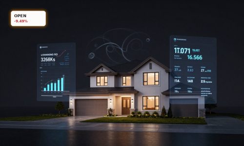 Opendoor AI Rotation concept with smart home valuation model on dark background for OPEN stock coverage