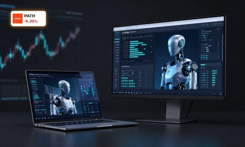 UiPath Earnings reaction visualized with AI automation dashboards and stock market screen