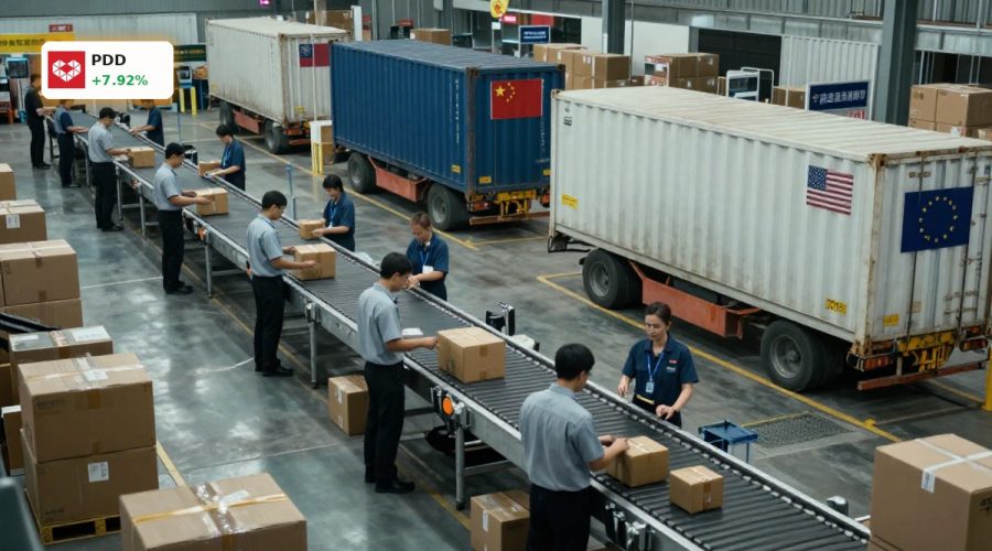 Global e-commerce logistics hub under customs checks reflecting PDD Earnings and Temu margin pressure
