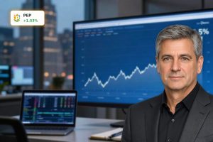 PepsiCo Earnings visualized by an upward stock trend and cash flow chart in a modern office