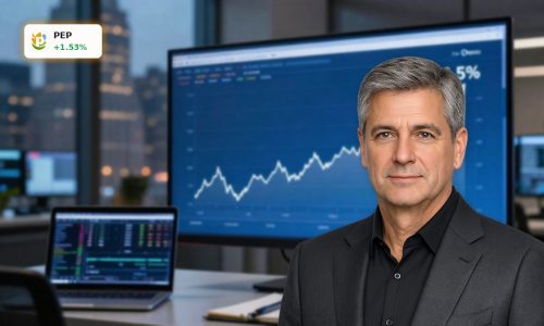 PepsiCo Earnings visualized by an upward stock trend and cash flow chart in a modern office