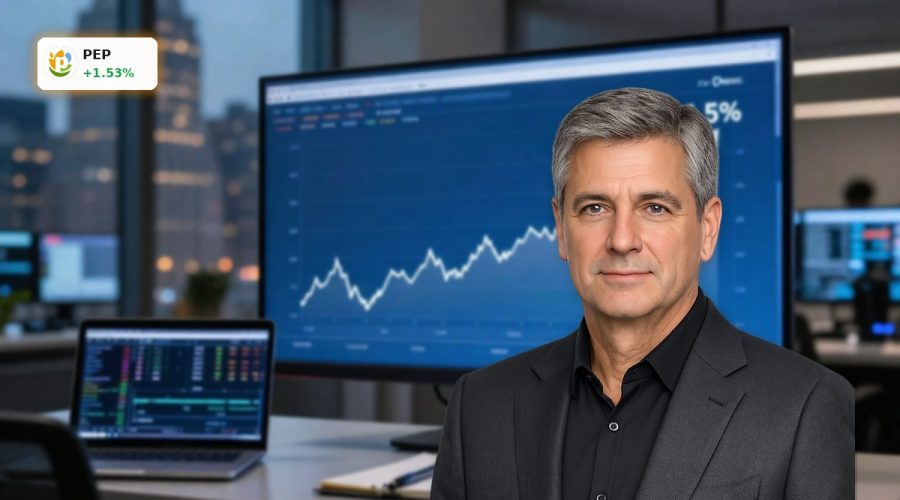 PepsiCo Earnings visualized by an upward stock trend and cash flow chart in a modern office