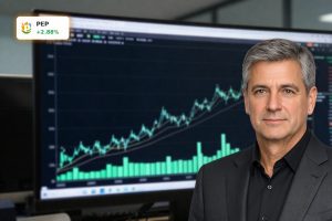 PepsiCo Earnings boost stock as a candlestick chart shows a post-report price surge and improving margins.