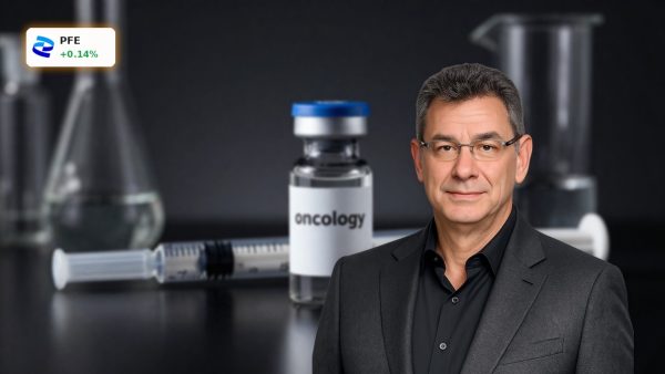 Pfizer Lung Cancer Trial oncology drug vial and syringe in dark cinematic pharmaceutical product shot