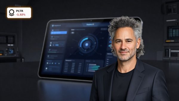 Palantir AI Strategy shown as a secure enterprise AI platform device for defense and industrial operations
