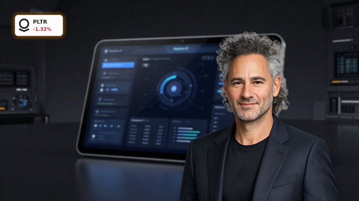 Palantir AI Strategy shown as a secure enterprise AI platform device for defense and industrial operations