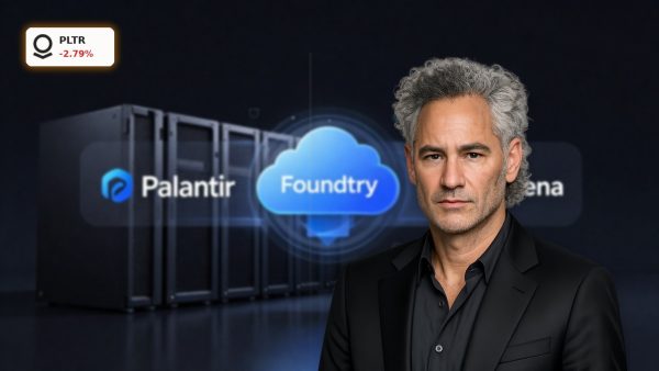 Palantir Zeta Partnership concept with enterprise AI data cloud infrastructure on a dark premium background
