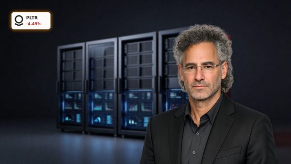 Palantir Plunge spotlight on enterprise AI platform hardware in dark cinematic product scene