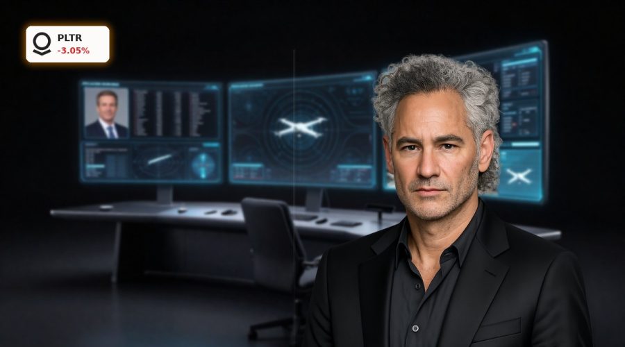 Advanced defense AI command console symbolizing Palantir Government Contracts and rising military software demand