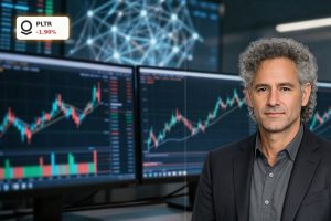Palantir AI Analysis chart with volatile tech stock price dip after premium valuation rally