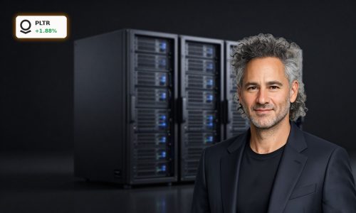 Palantir Earnings spotlighted by sleek AI data servers symbolizing revenue growth